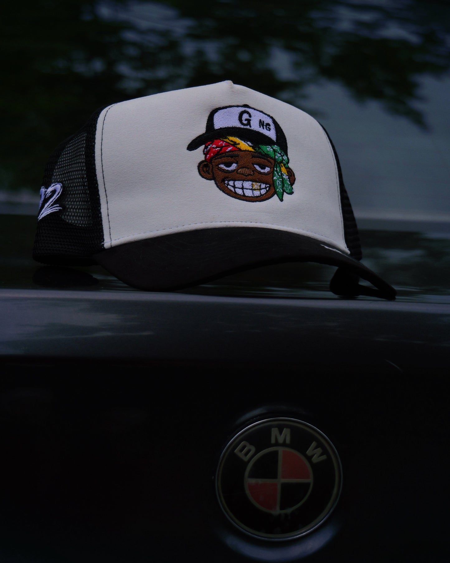 GiftdGarment Suede Trucker Hat -black n white