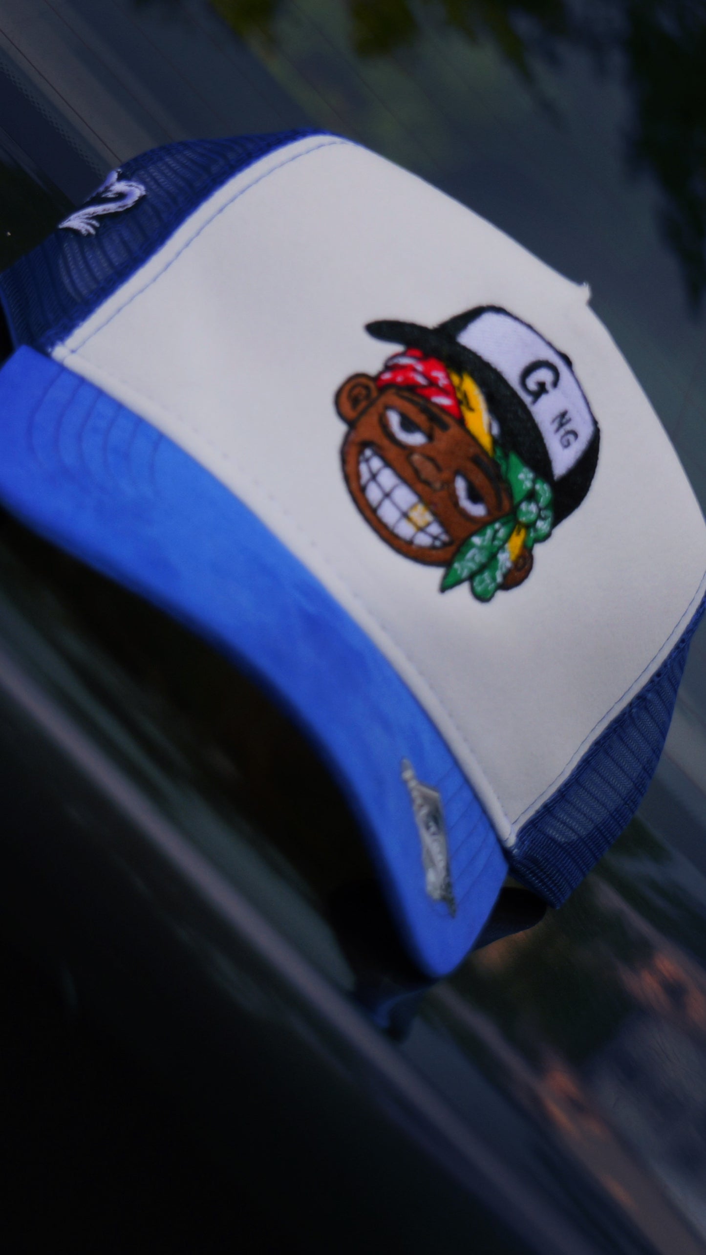 GiftdGarment Suede Trucker Hat -Royal blue n white