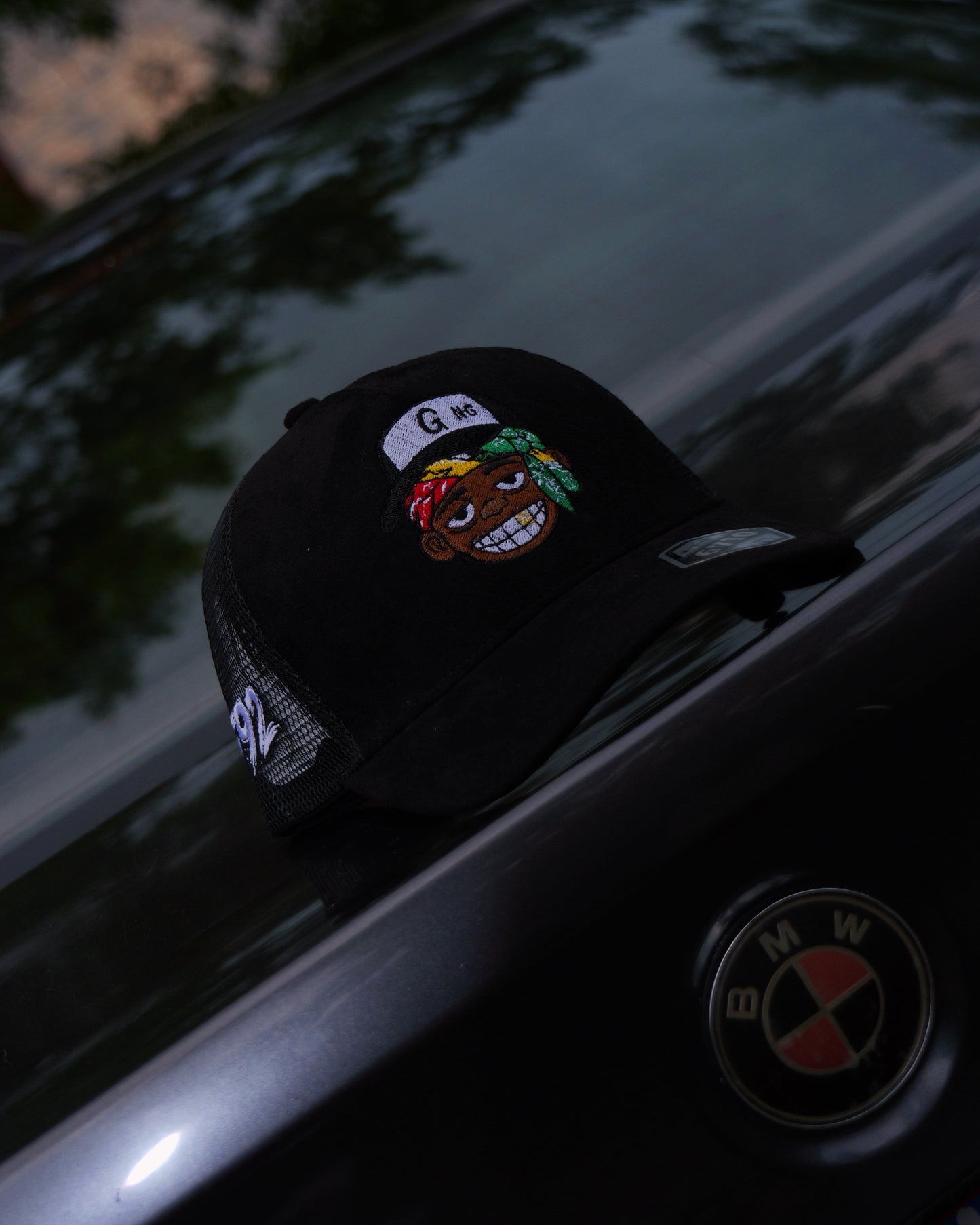 GiftdGarment Suede Trucker Hat -black