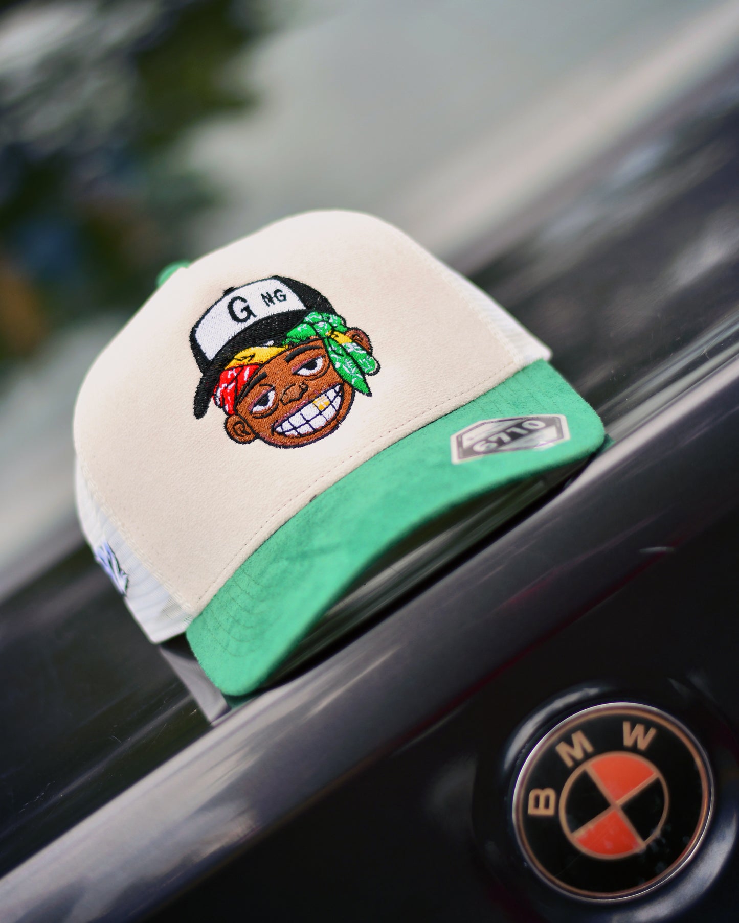 GiftdGarment Suede Trucker Hat -Green n white