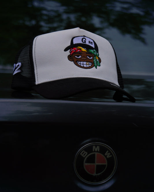 GiftdGarment Suede Trucker Hat -black n white