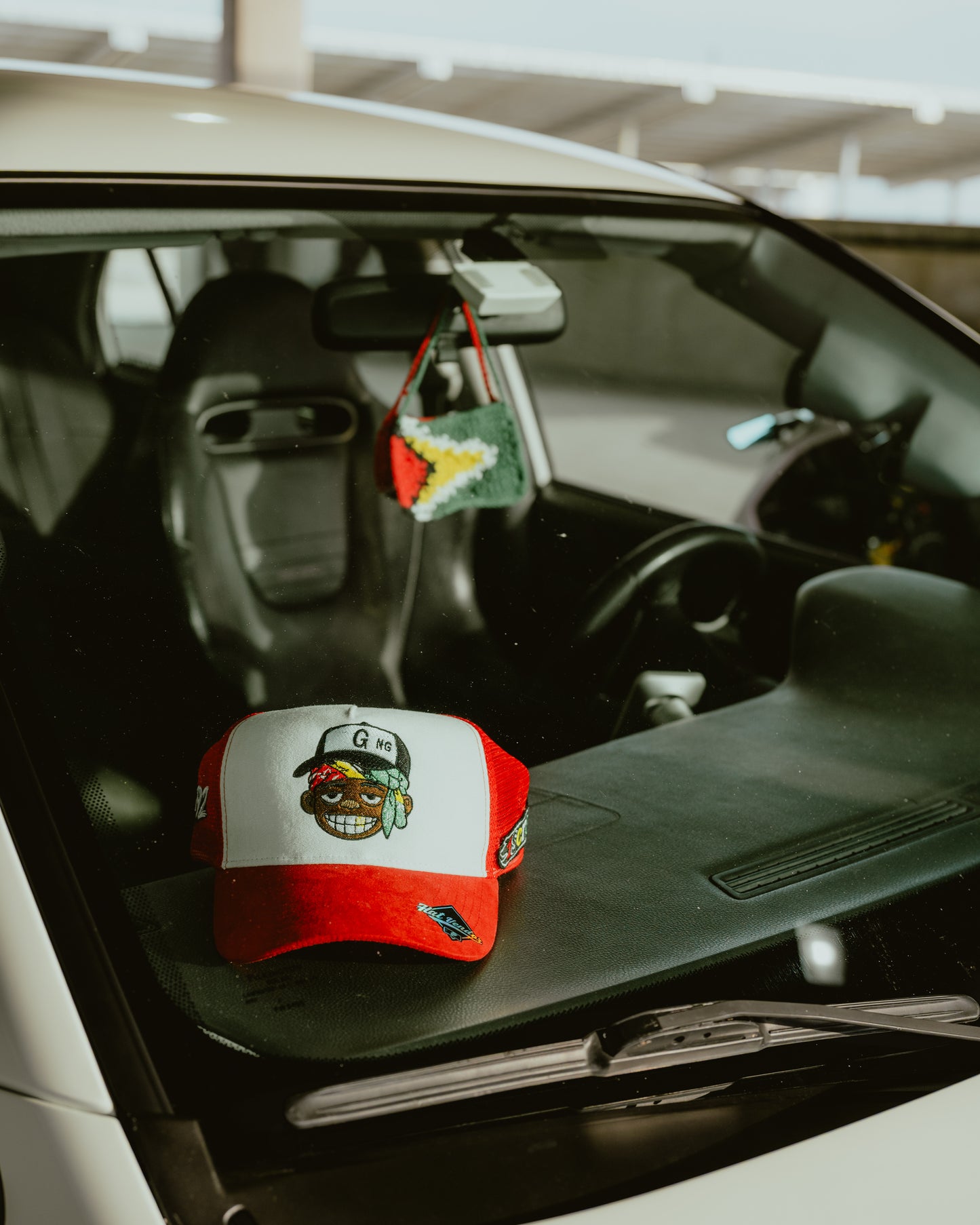 GiftdGarment Suede Trucker Hat -red n white