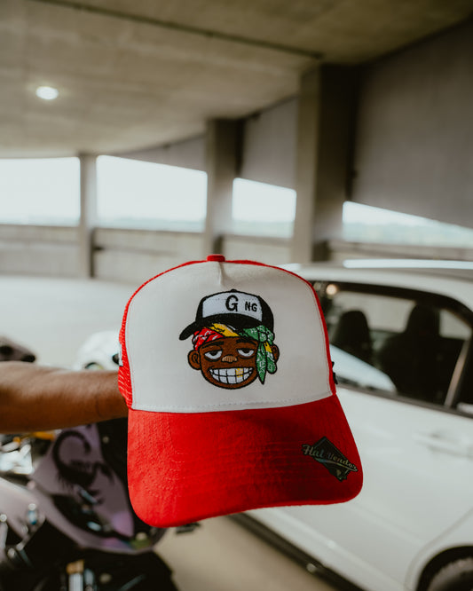 GiftdGarment Suede Trucker Hat -red n white