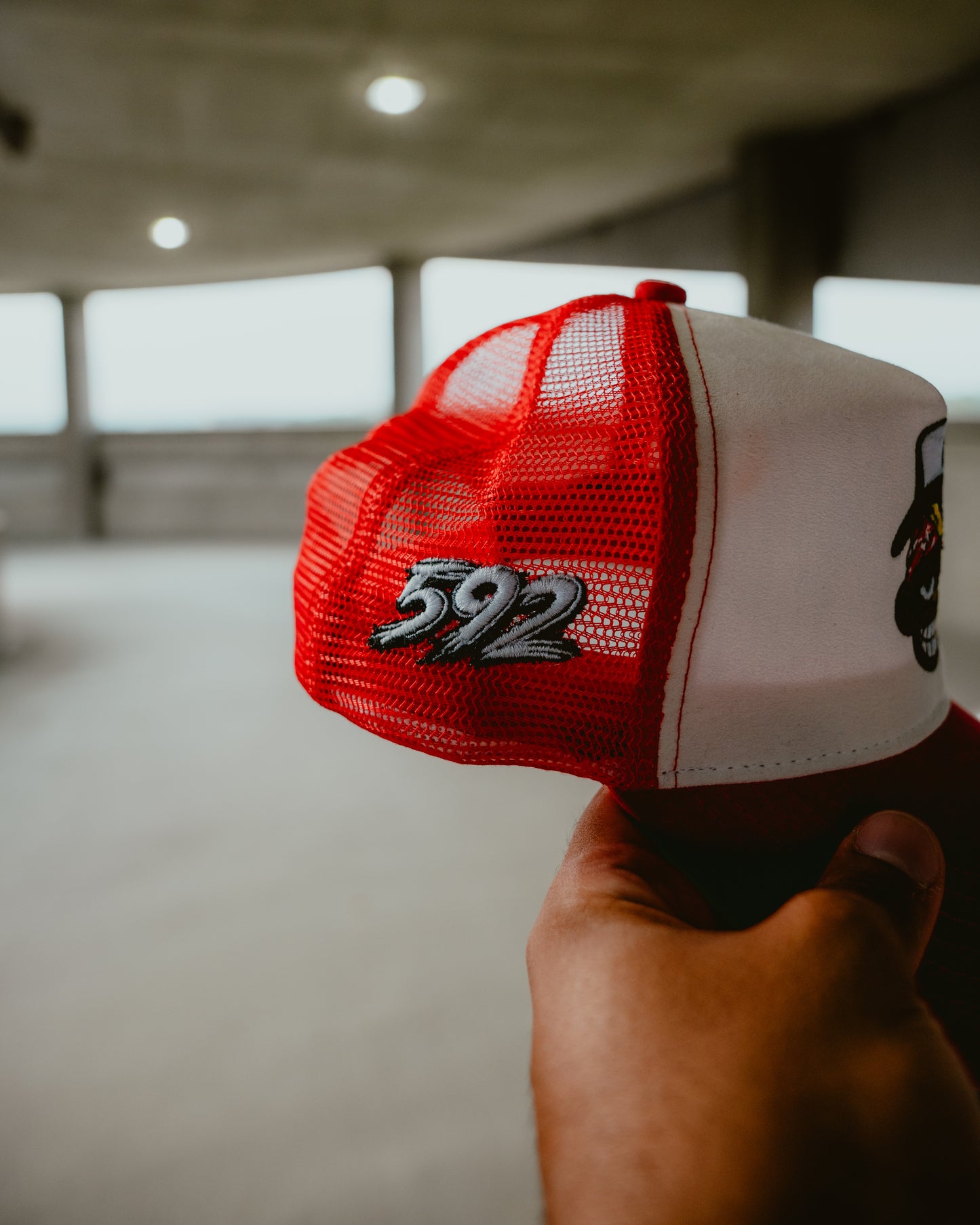 GiftdGarment Suede Trucker Hat -red n white